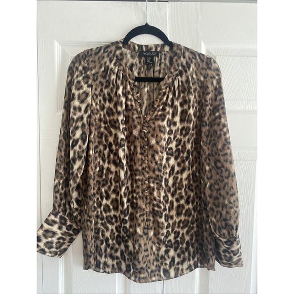 Rachel Zoe Womens Medium Leopard Long Sleeve‎ Top - Picture 1 of 7